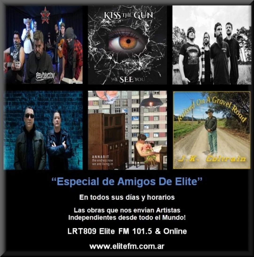 Collage de artistas y bandas independientes difundidos en el programa Amigos de Elite FM 101.5